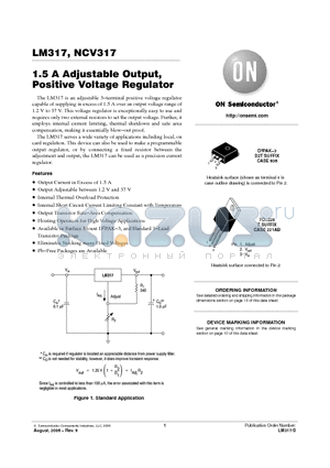 LM317BD2TR4G datasheet - 1.5 A Adjustable Output, Positive Voltage Regulator