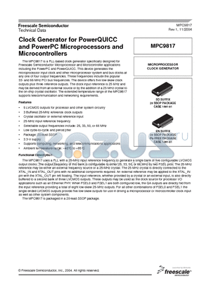 MPC9817 datasheet - Clock Generator for PowerQUICC and PowerPC Microprocessors and Microcontrollers