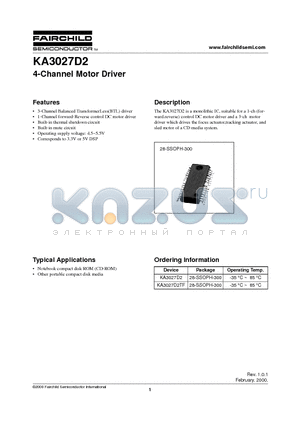 KA3027D2 datasheet - 4-Channel Motor Driver
