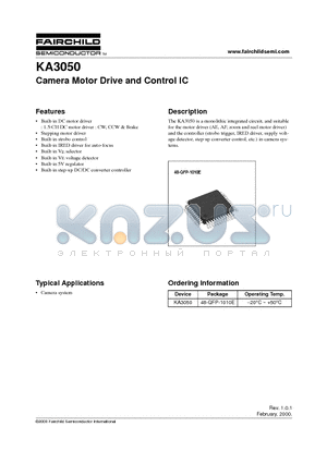 KA3050 datasheet - Camera Motor Drive and Control IC