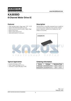 KA3030DTF datasheet - 6-Channel Motor Drive IC