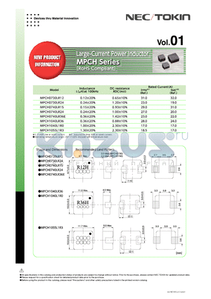 MPCH0730LR24 datasheet - Large-Current Power Inductor MPCH Series