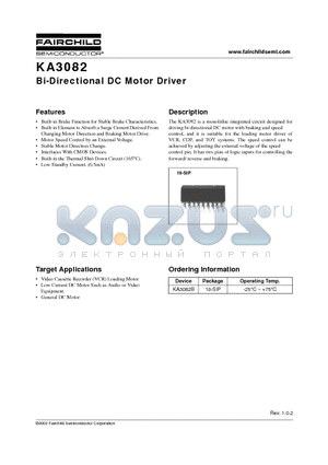 KA3082 datasheet - Bi-Directional DC Motor Driver