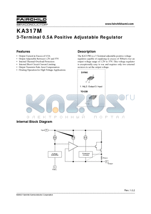 KA317MR datasheet - 3-Terminal 0.5A Positive Adjustable Regulator