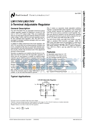 LM317HVT datasheet - 3-Terminal Adjustable Regulator