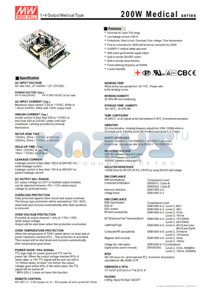 MPD-200A datasheet - 1~4 Output Medical Type
