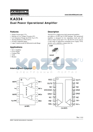 KA334 datasheet - Dual Power Operational Amplifier