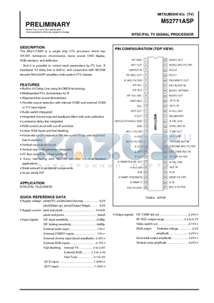 M52771ASP datasheet - NTSC / PAL TV SIGNAL PROCESSOR