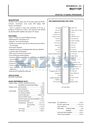 M52771SP datasheet - NTSC/PAL TV SIGNAL PROCESSOR