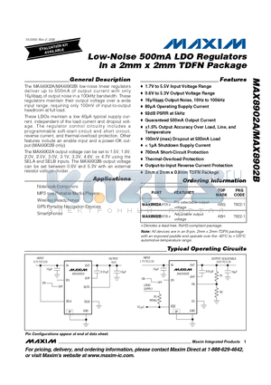 MAX8902A_08 datasheet - Low-Noise 500mA LDO Regulators in a 2mm x 2mm TDFN Package