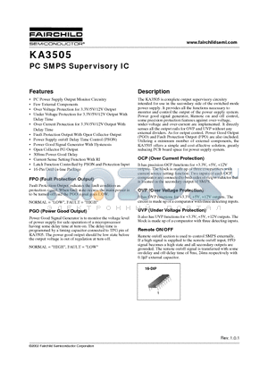 KA3505 datasheet - PC SMPS Supervisory IC