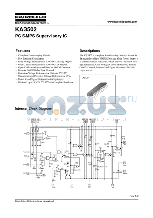 KA3502 datasheet - PC SMPS Supervisory IC