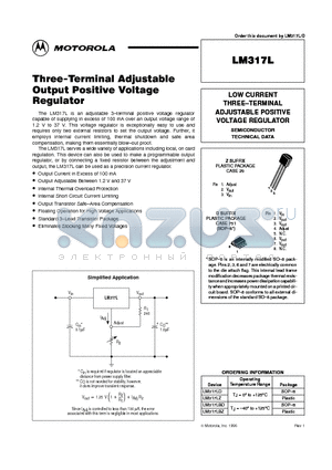 LM317LBZ datasheet - LOW CURRENT THREE-TERMINAL ADJUSTABLE POSITIVE VOLTAGE REGULATOR