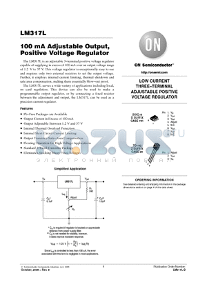 LM317LD datasheet - 100 mA Adjustable Output, Positive Voltage Regulator