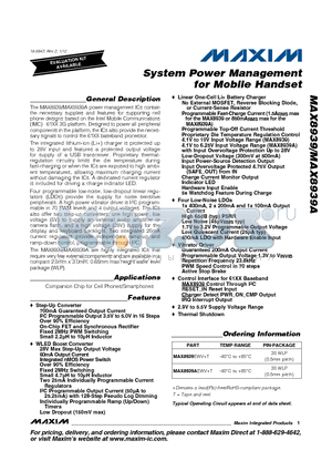 MAX8939 datasheet - System Power Management for Mobile Handset