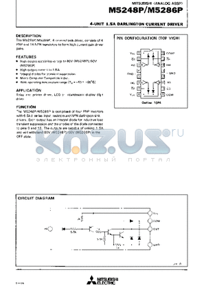 M5286P datasheet - 4-UNIT 1.5A DARLINGTON CURRENT DIRVER