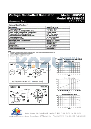 HV83SM-22 datasheet - Voltage Controlled Oscillator