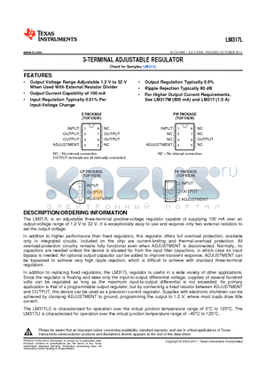 LM317LCPK datasheet - 3-TERMINAL ADJUSTABLE REGULATOR