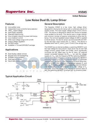 HV845K7-G datasheet - Low Noise Dual EL Lamp Driver