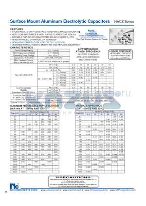 NACZ100K506.3X6.3TR13M1F datasheet - Surface Mount Aluminum Electrolytic Capacitors