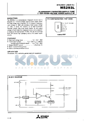M5293L datasheet - FLUORESCENT CHARACTER DISPLAY TUBE (-32V FIXED-VOLTAGE POWER SUPPLY) IC