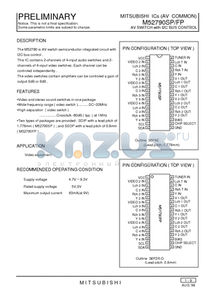 M52790FP datasheet - AV SWITCH with I2C BUS CONTROL