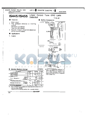 IS455 datasheet - LINEAR OUTPUT TYPE OPIC LIGHT DETECTOR