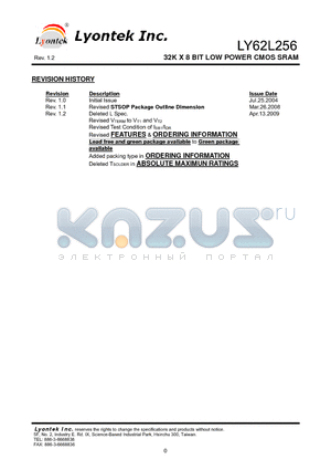 LY62L256 datasheet - 32K X 8 BIT LOW POWER CMOS SRAM