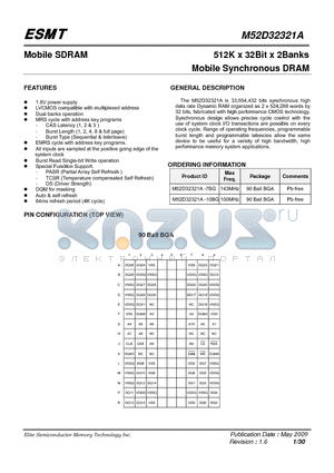 M52D32321A datasheet - 512K x 32Bit x 2Banks Mobile Synchronous DRAM