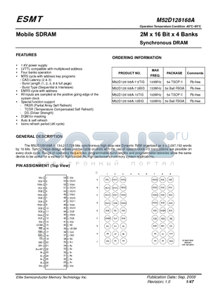 M52D128168A datasheet - 2M x 16 Bit x 4 Banks Synchronous DRAM