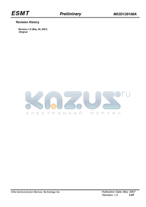 M52D128168A-10BG datasheet - 2M x 16 Bit x 4 Banks Synchronous DRAM