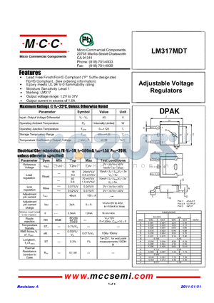 LM317MDT datasheet - Adjustable Voltage Regulators
