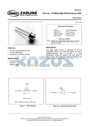 MF272ST datasheet - 810 nm - 70 MHz High Performance LED