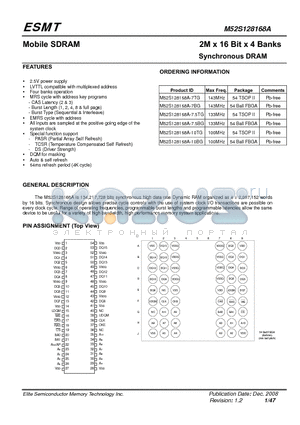 M52S128168A_08 datasheet - 2M x 16 Bit x 4 Banks Synchronous DRAM