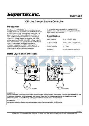 HV9906DB2 datasheet - Off-Line Current Source Controller