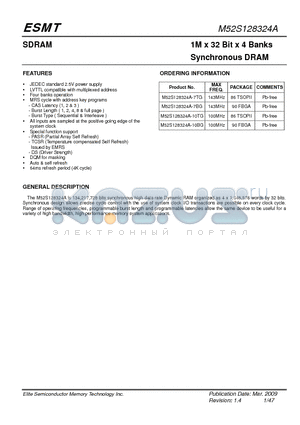 M52S128324A datasheet - 1M x 32 Bit x 4 Banks Synchronous DRAM