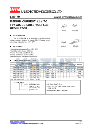 LM317ML-S08-R datasheet - MEDIUM CURRENT 1.2V TO 37V ADJUSTABLE VOLTAGE REGULATOR