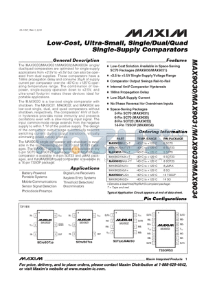 MAX9030 datasheet - Low-Cost, Ultra-Small, Single/Dual/Quad Single-Supply Comparators