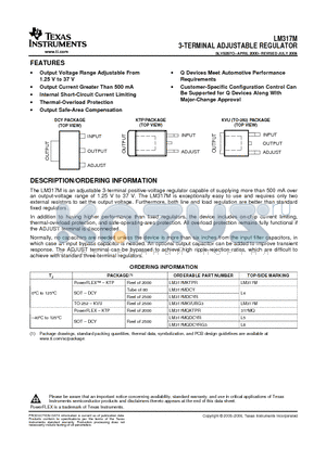 LM317MQDCYRG3 datasheet - 3-TERMINAL ADJUSTABLE REGULATOR