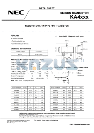 KA4L4K datasheet - RESISTOR BUILT-IN TYPE NPN TRANSISTOR