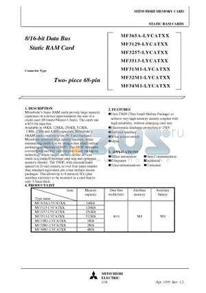 MF3129-LYCATXX datasheet - 8/16-bit Data Bus Static RAM Card