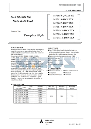 MF3257-J9CATXX datasheet - 8/16-bit Data Bus Static RAM Card