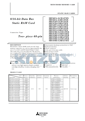 MF3257-LSDATXX datasheet - 8/16-bit Data Bus Static RAM Card