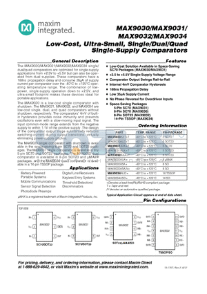 MAX9032ASA datasheet - Low-Cost, Ultra-Small, Single/Dual/Quad Single-Supply Comparators