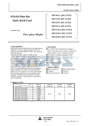 MF32M1-J9CATXX datasheet - 8/16-bit Data Bus Static RAM Card