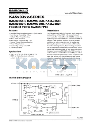 KA5H0365RTU datasheet - Fairchild Power Switch(FPS)