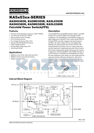 KA5H0380RYDTU datasheet - Fairchild Power Switch(FPS)