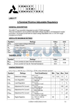 LM317T datasheet - 3-Terminal Positive Adjustable Regulators