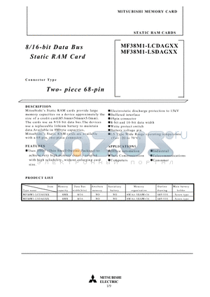 MF38M1-LCDAGXX datasheet - 8/16-bit Data Bus Static RAM Card