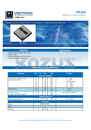 PX-4220-DAA-KB datasheet - Hybrid TTL Clock Oscillator